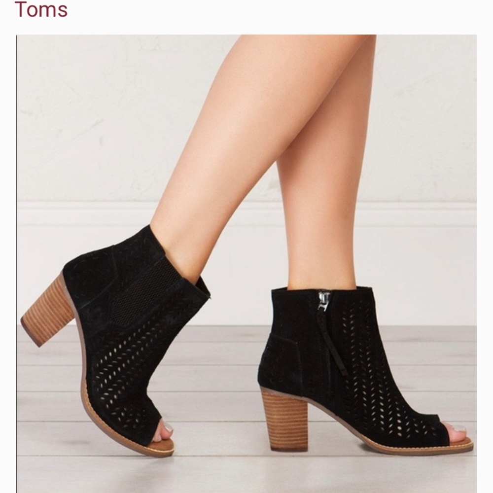 Majorca Suede Peep Toe Bootie - Picture 2 of 5